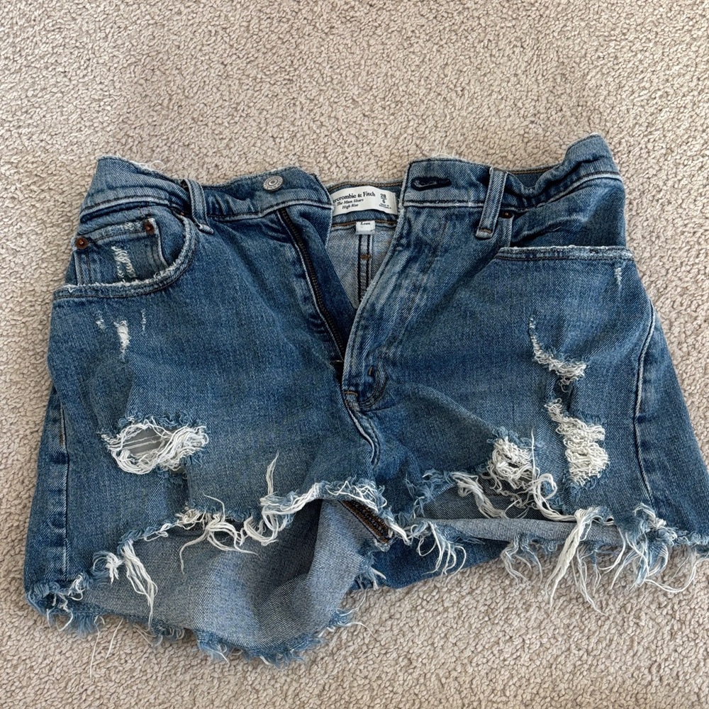 Abercrombie & Fitch Distressed Blue Jean Shorts